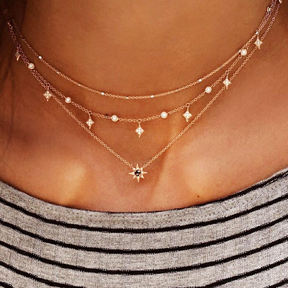 Dainty Star Charm Layered Gold Necklace